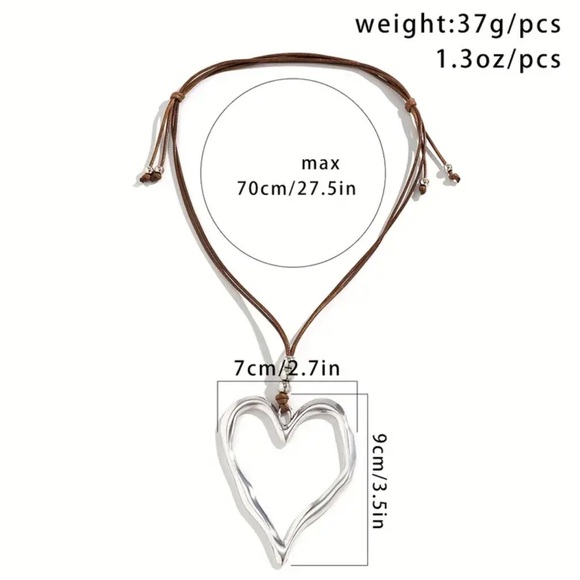 FP “ Natural Hearts “ Long Hammered Heart Necklace Coated Leather Cord c… - Picture 3 of 5